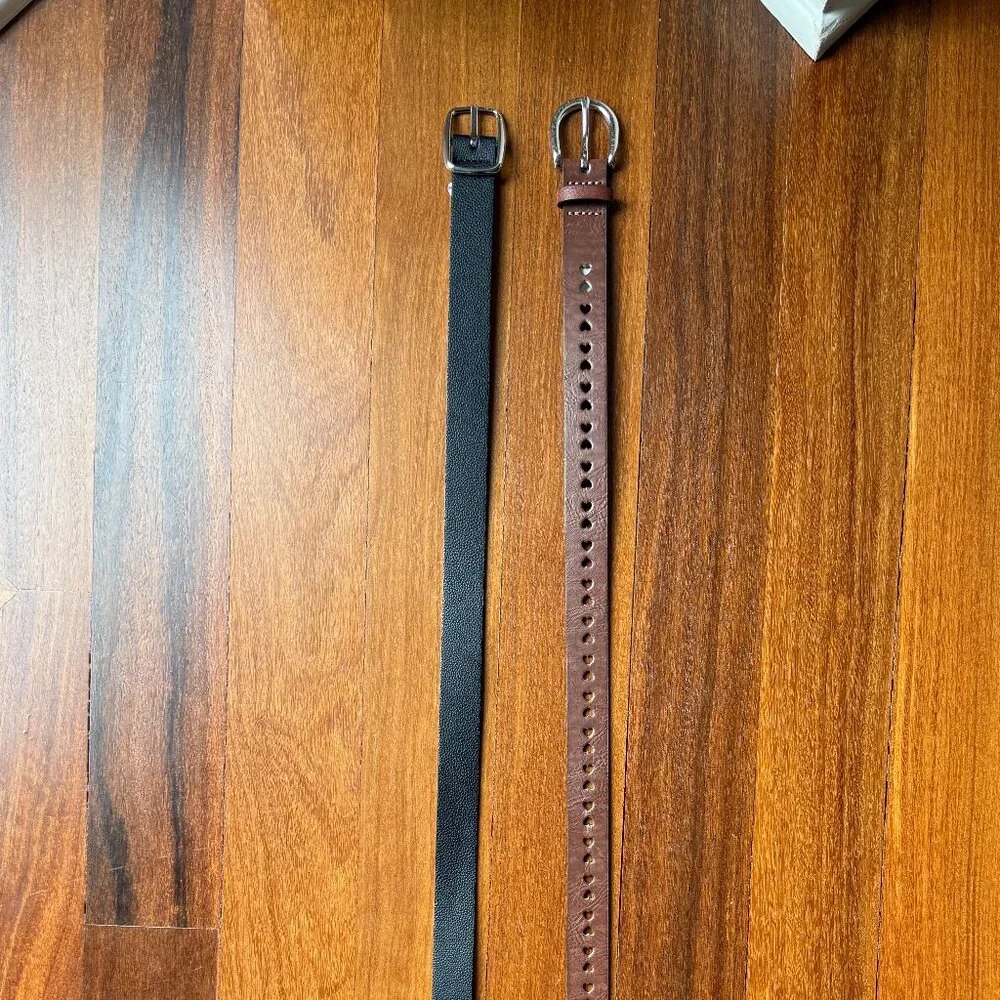 Two Girl's Belts - Black & Brown - Size XL